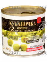Горошек зеленый из мозговых сортов Гост Кубаночка ж/б с ключом 400г(425мл)/12шт