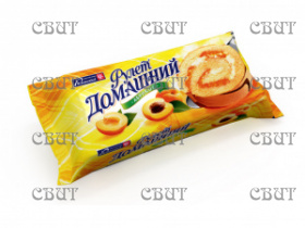 Рулет бискв Домашний с кремом и нач абрикос 150гр/15шт  468