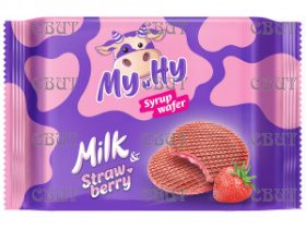 Му и ну Вафли сиропные с молоком и клубникой 120г*18шт Ф13