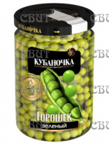Горошек зеленый из мозговых сортов в/с Гост Кубаночка 370г/12шт ст/б