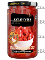 Томаты в собственном соку очищенные резанные Кубаночка 350г/12шт ст/б СПЕЦЦЕНА