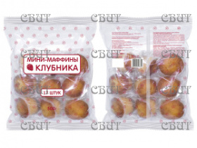 Мини-маффины с начинкой клубника 500г*6шт (МАЯК)