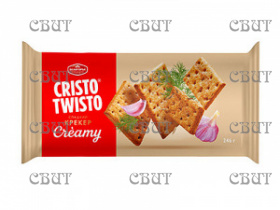 Крекер КРИСТО-ТВИСТО creamy ржаной с чесноком 246г*18шт 46-34