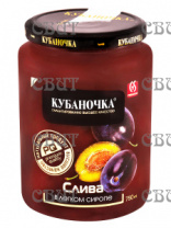 Слива в легком сиропе Кубаночка 750г/8шт ст/б